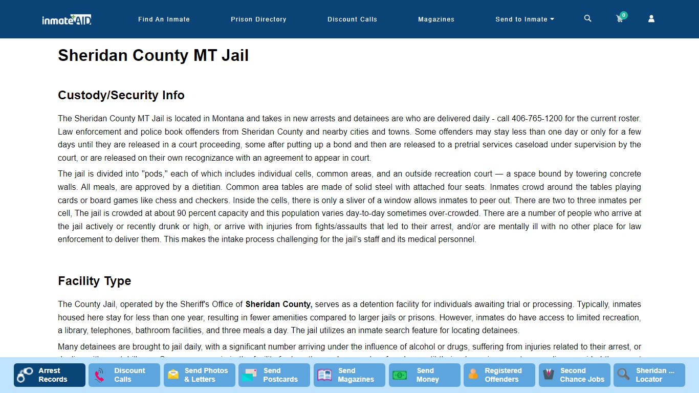 Sheridan County MT Jail - InmateAid